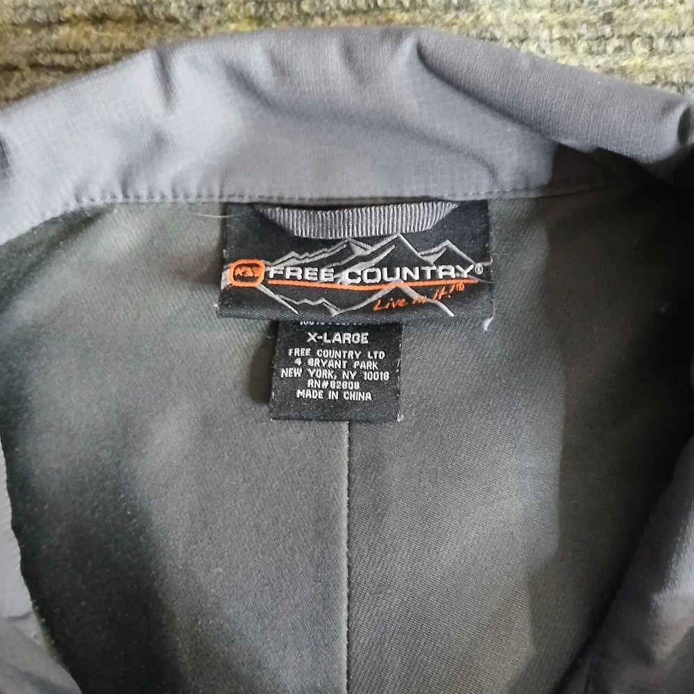 Free Country Mens Full Zip Jacket Light Gray Dark Gray Size XL‎